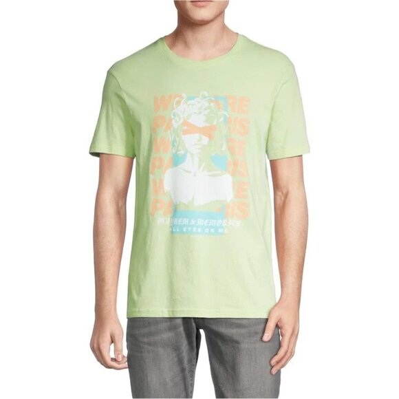 Eleven Paris Mens All Eyes on Me Cotton Crew Neck Graphic T-Shirt Green Size XXL - Picture 2 of 4